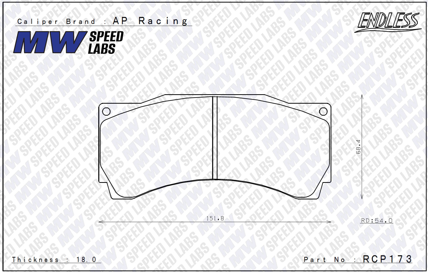 Endless [ME20] Brake Pad for AP Radical 5000R [CP9660 / 1] – MW